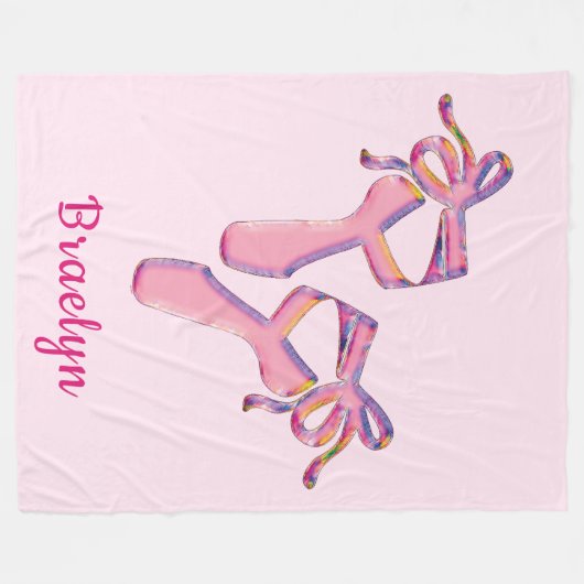 Cosy Pink Ballerina Mosaic Flamingo Design Fleecedecke (Vorderseite (Horizontal))