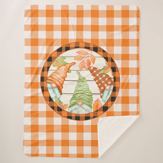Cosy Pumpkin Buffalo Kariert Gnome Sherpa Blanket Sherpadecke (Vorderseite)