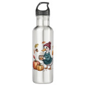 Cosy Pumpkin Coffee Goose Fall Art Edelstahlflasche (Vorderseite)