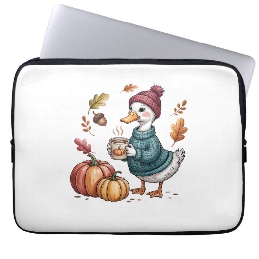 Cosy Pumpkin Coffee Goose Fall Art Laptopschutzhülle (Vorderseite)