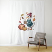 Cosy Pumpkin Coffee Goose Fall Art Wandteppich (Beispiel)