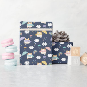 Cosy Rainy Day Muster Wrapping Paper Roll Geschenkpapier