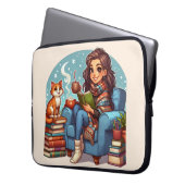 Cosy Reading Girl Laptopschutzhülle (Vorderseite Links)
