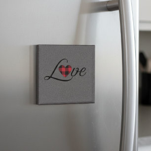 Cosy Red Buffalo Karierte Liebe Strick Muster Magnet