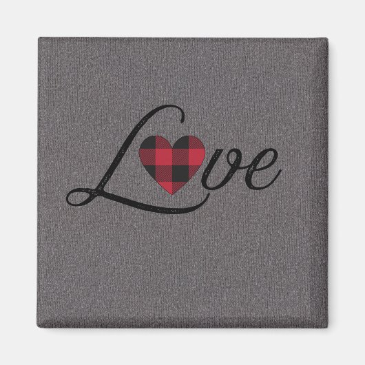 Cosy Red Buffalo Karierte Liebe Strick Muster Magnet (Vorne)