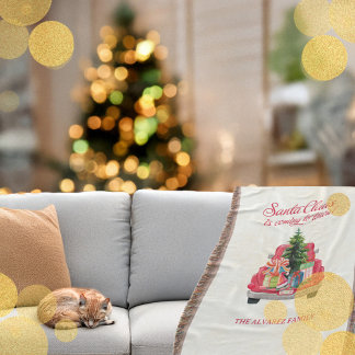 Cosy Red Santa Claus Vintag Truck Decke
