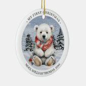 Cosy Red Scarf Polar Bear Baby's First Christmas Keramik Ornament (Rechts)