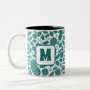 Cosy Retro Green Christmas Personalisiert Monogram Zweifarbige Tasse
