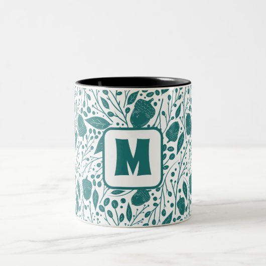 Cosy Retro Green Christmas Personalisiert Monogram Zweifarbige Tasse (Mittel)