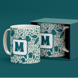 Cosy Retro Green Christmas Personalisiert Monogram Zweifarbige Tasse