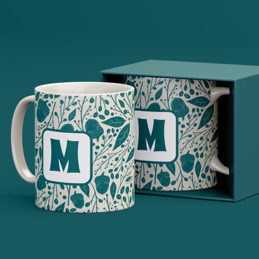 Cosy Retro Green Christmas Personalisiert Monogram Zweifarbige Tasse