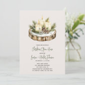 Cosy rustic Candle Christmas Open House Party Einladung (Stehend Vorderseite)
