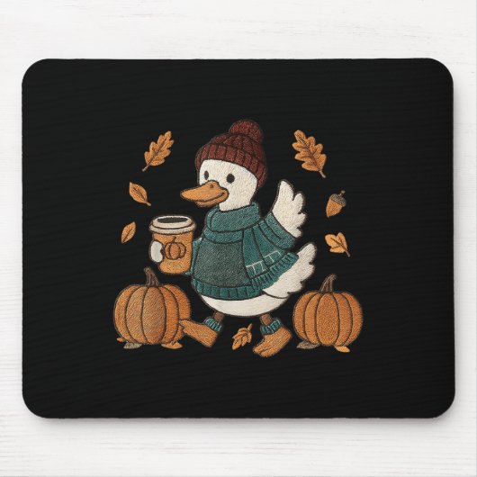 Cosy Season Duck Niedlich Herbst Duck Pumpkin Sce Mousepad (Vorne)