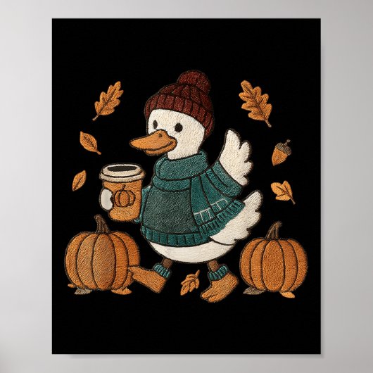 Cosy Season Duck Niedlich Herbst Duck Pumpkin Sce Poster (Vorne)