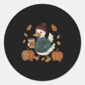 Cosy Season Duck Niedlich Herbst Duck Pumpkin Sce Runder Aufkleber (Vorderseite)