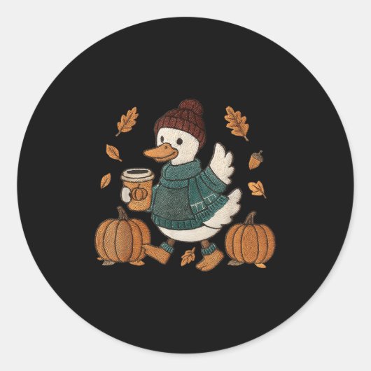 Cosy Season Duck Niedlich Herbst Duck Pumpkin Sce  Runder Aufkleber (Vorderseite)