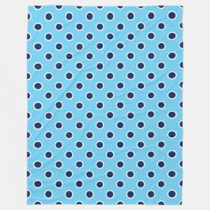 Cosy Sky Blue Fleece Blanket mit Navy Polka Dots