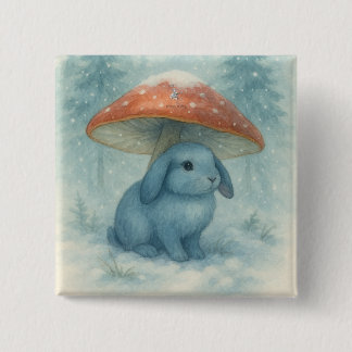 Cosy Snowy Day Bunny Button
