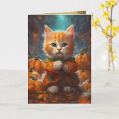 Cosy Sweater Kitten, Niedlich Tabby Cat, Halloween Karte (Gelbe Blume)