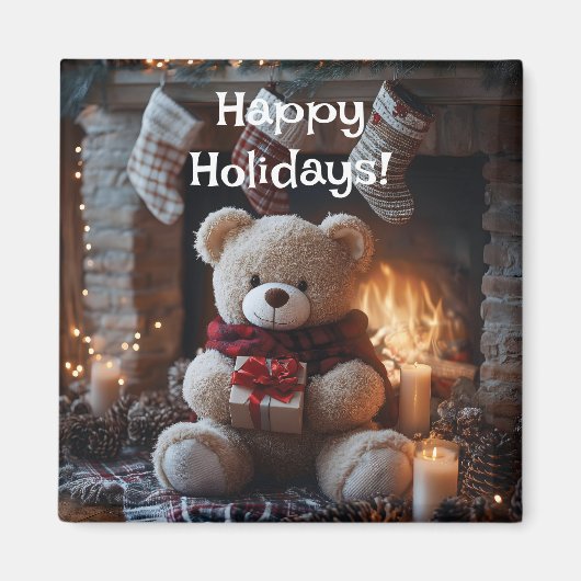 Cosy Teddy Bear Holiday Design Magnet (Vorne)