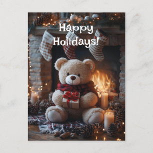 Cosy Teddy Bear Holiday Design Postkarte
