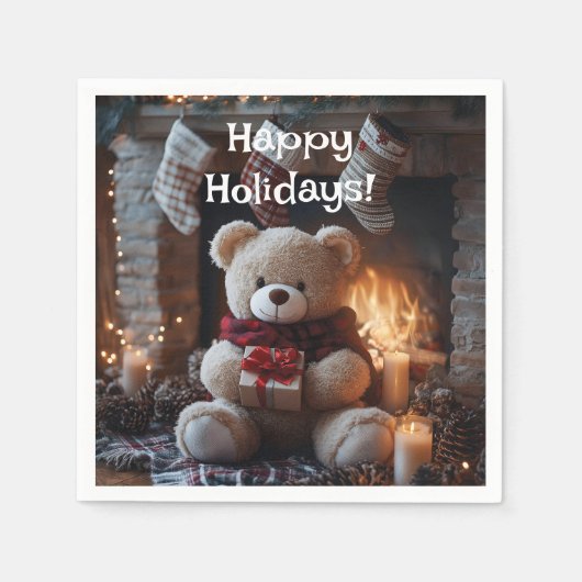Cosy Teddy Bear Holiday Design Serviette (Vorderseite)