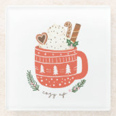 Cosy Up Hot Cococoa Tasse Weihnachten Urlaub Glasuntersetzer (Vorderseite)