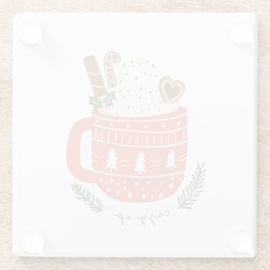 Cosy Up Hot Cococoa Tasse Weihnachten Urlaub Glasuntersetzer (Rückseite)