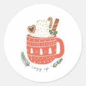 Cosy Up Hot Cococoa Tasse Weihnachten Urlaub Runder Aufkleber (Vorderseite)