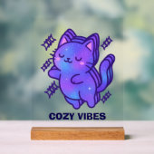 Cosy Vibes Galaxy Cat - Niedliche Astral Whimsy Acrylschild (Neutral)