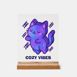 Cosy Vibes Galaxy Cat - Niedliche Astral Whimsy Acrylschild