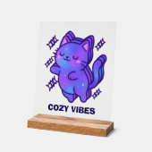Cosy Vibes Galaxy Cat - Niedliche Astral Whimsy Acrylschild (Winkel)