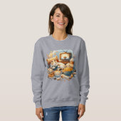 Cosy Vibes only: Cat, Book, Mac & Käse, Kaffee Sweatshirt (Vorne ganz)