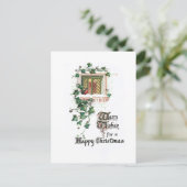Cosy Vintage Christmas Ivy Covered Window Postkarte (Stehend Vorderseite)