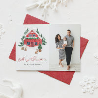 Cosy Watercolor Rote Weihnachtsfeiertage Foto