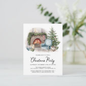 Cosy Watercolor Zuhause Weihnachten Party Einladun Postkarte (Stehend Vorderseite)