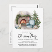 Cosy Watercolor Zuhause Weihnachten Party Einladun Postkarte (Vorne/Hinten)