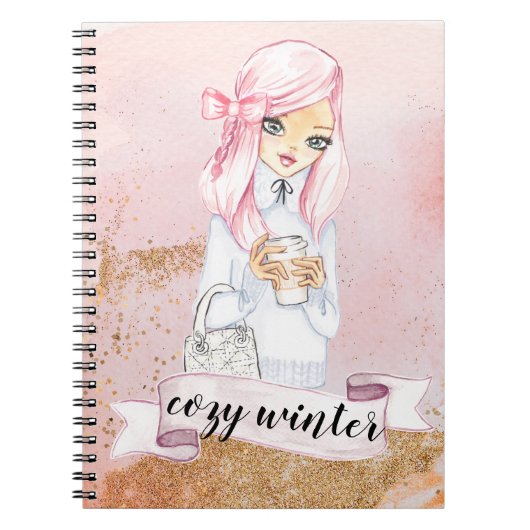 cosy Winter Blogger Girl-Planer Notebook Notizblock (Vorderseite)