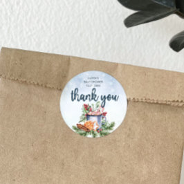 Cosy Winter Hot Cocoa Snowly Baby Dusche Vielen Da Runder Aufkleber