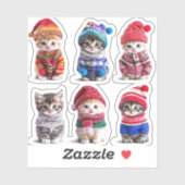 Cosy Winter Kittens Niedlich Sweaters on Cats Aufkleber (Blatt)