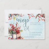 Cosy Winter Rowan Beerenbouquet Wedding RSVP Karte (Vorderseite)