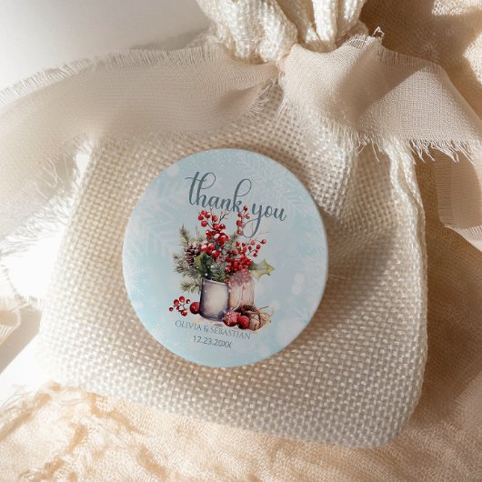 Cosy Winter Rowan Beerenbouquet Wedding Runder Aufkleber