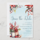Cosy Winter Rowan Beerenbouquet Wedding Save The Date (Vorderseite)