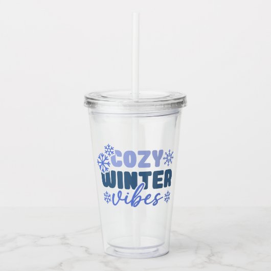 Cosy Winter Vibes - Snowflake Typografie Acryltrinkbecher (Vorderseite)