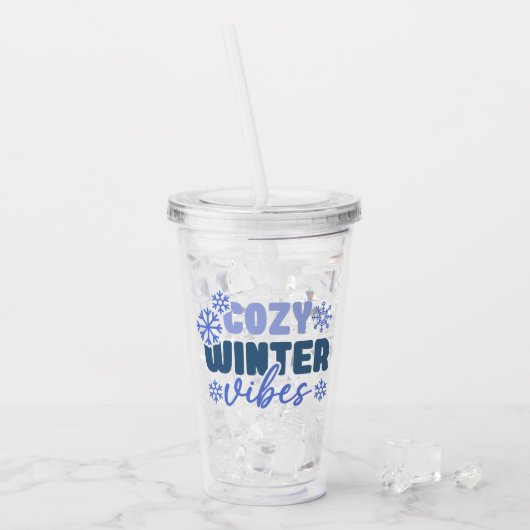 Cosy Winter Vibes - Snowflake Typografie Acryltrinkbecher (Vorderseite Ice)