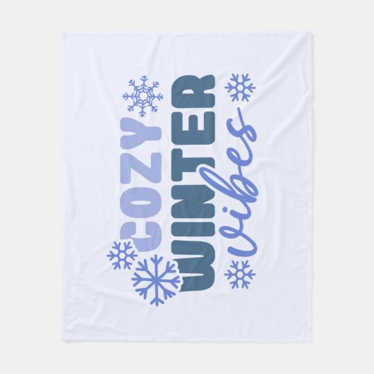 Cosy Winter Vibes - Snowflake Typografie Fleecedecke (Vorderseite)