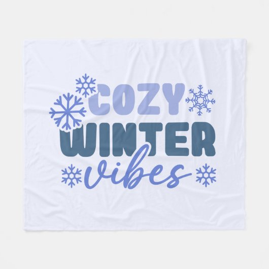 Cosy Winter Vibes - Snowflake Typografie Fleecedecke (Vorderseite (Horizontal))