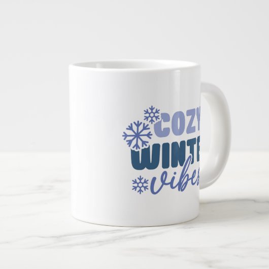 Cosy Winter Vibes - Snowflake Typografie Jumbo-Tasse (Vorderseite Rechts)