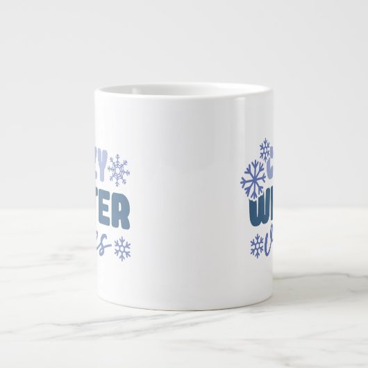 Cosy Winter Vibes - Snowflake Typografie Jumbo-Tasse (Vorderseite)