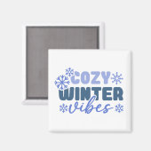 Cosy Winter Vibes - Snowflake Typografie Magnet (Vorderseite/Rückseite)